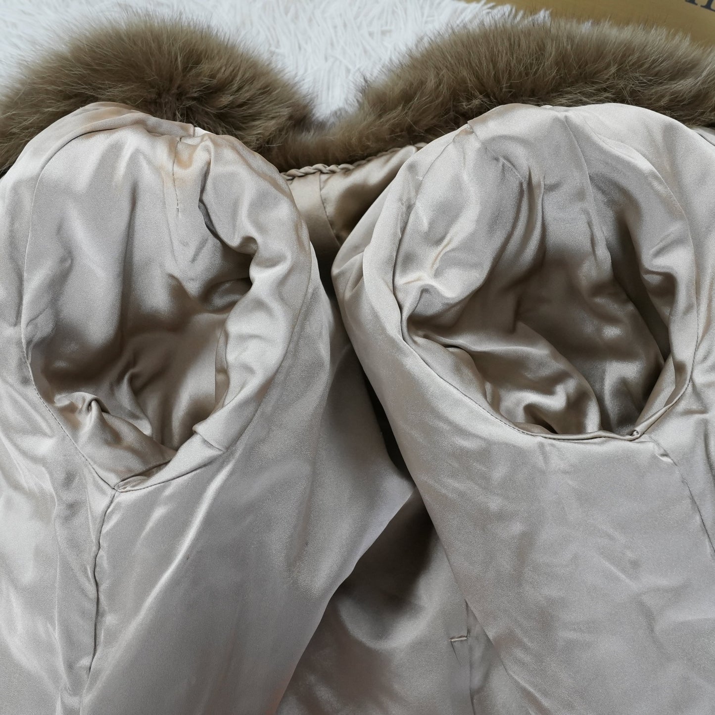 Ash Green Dyed Fox Fur Coat - Genuine Vintage Fur From Japan