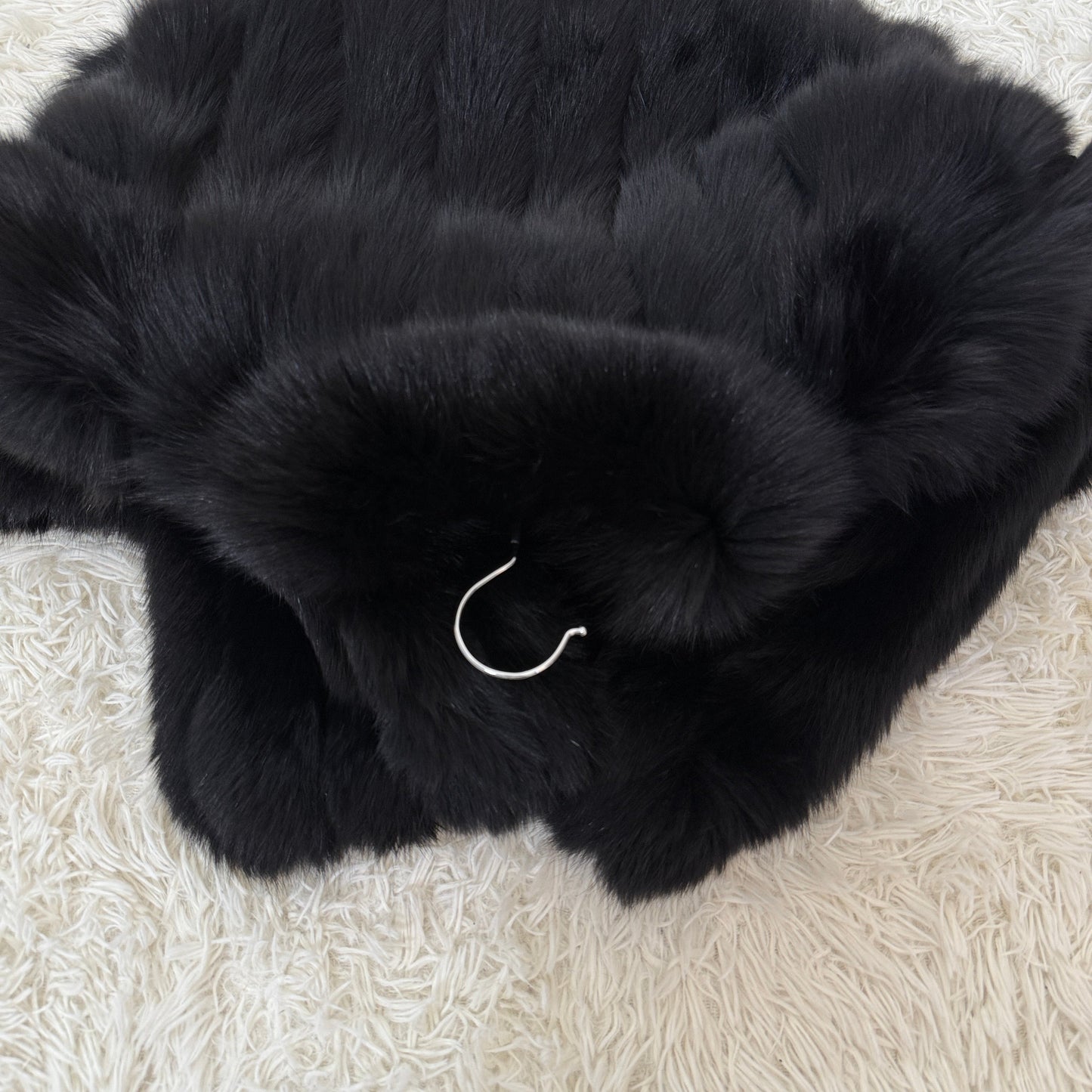 Black dye Fox Coat Genuine Vintage Fur Japan