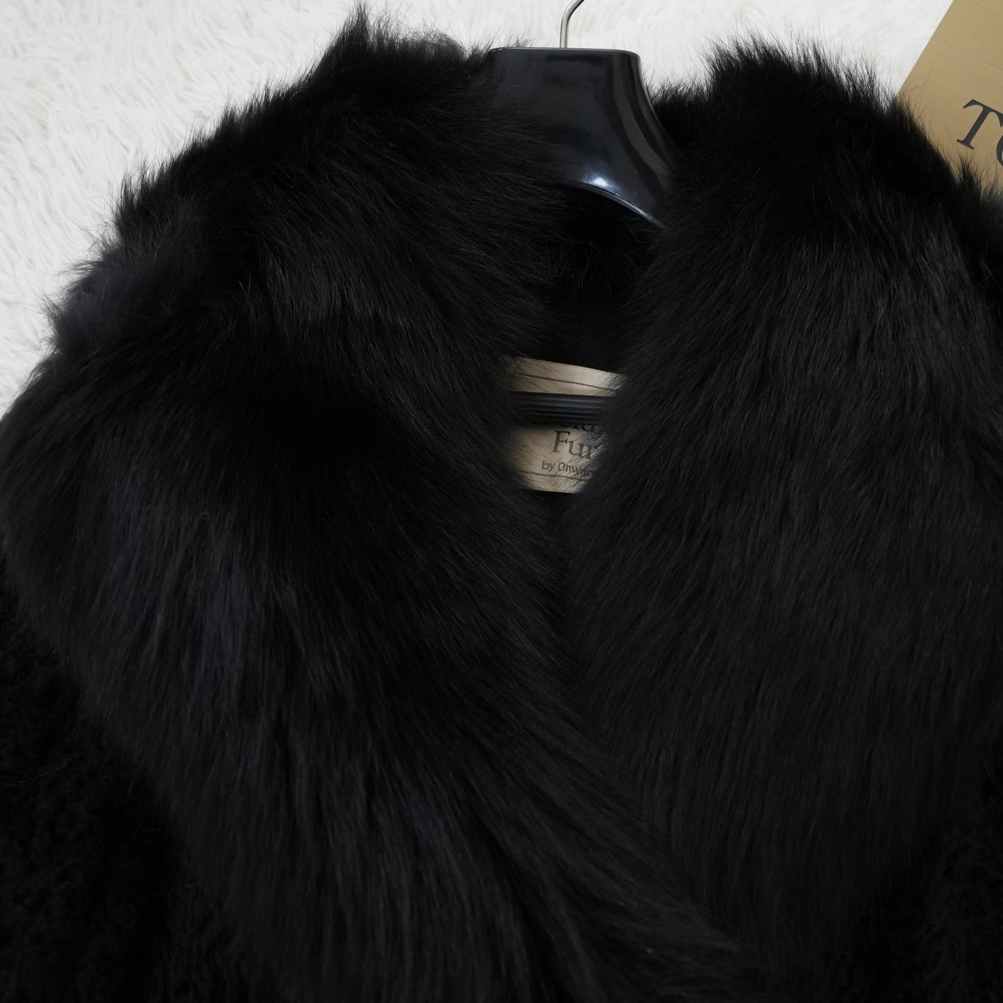 Astrakhan Fox Fur Trim Long Coat Genuine Vintage Fur Japan