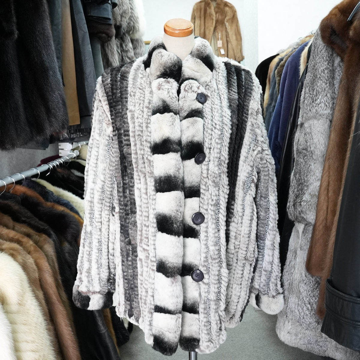 Rex rabbit reversible Coat - Genuine Vintage Fur From Japan