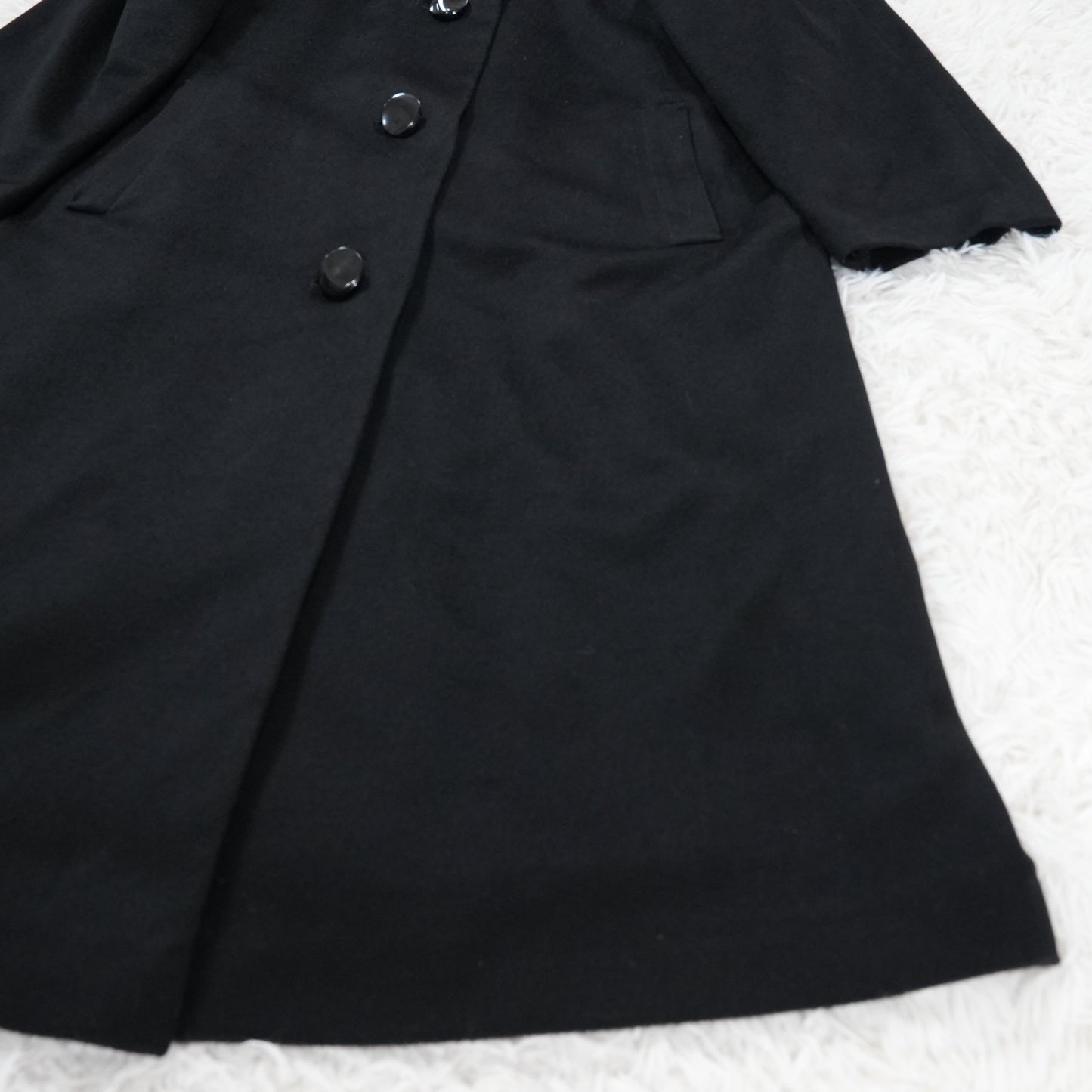 Chinchilla Trim cashmere Coat - Genuine Vintage Fur From Japan
