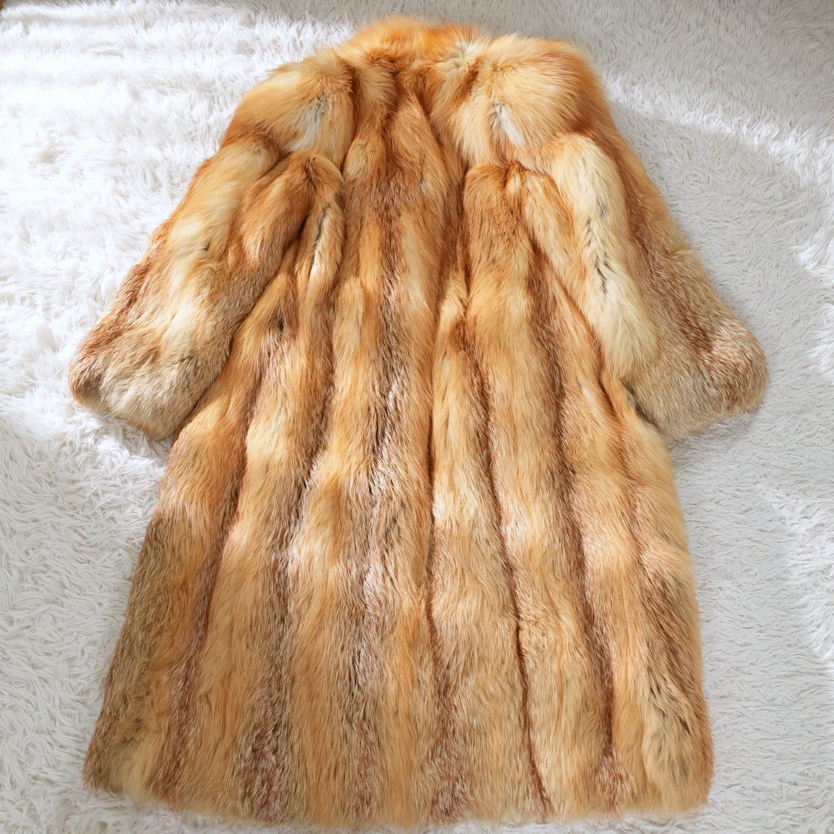 Red Fox Fur Long Coat L fur - Genuine Vintage Fur From Japan