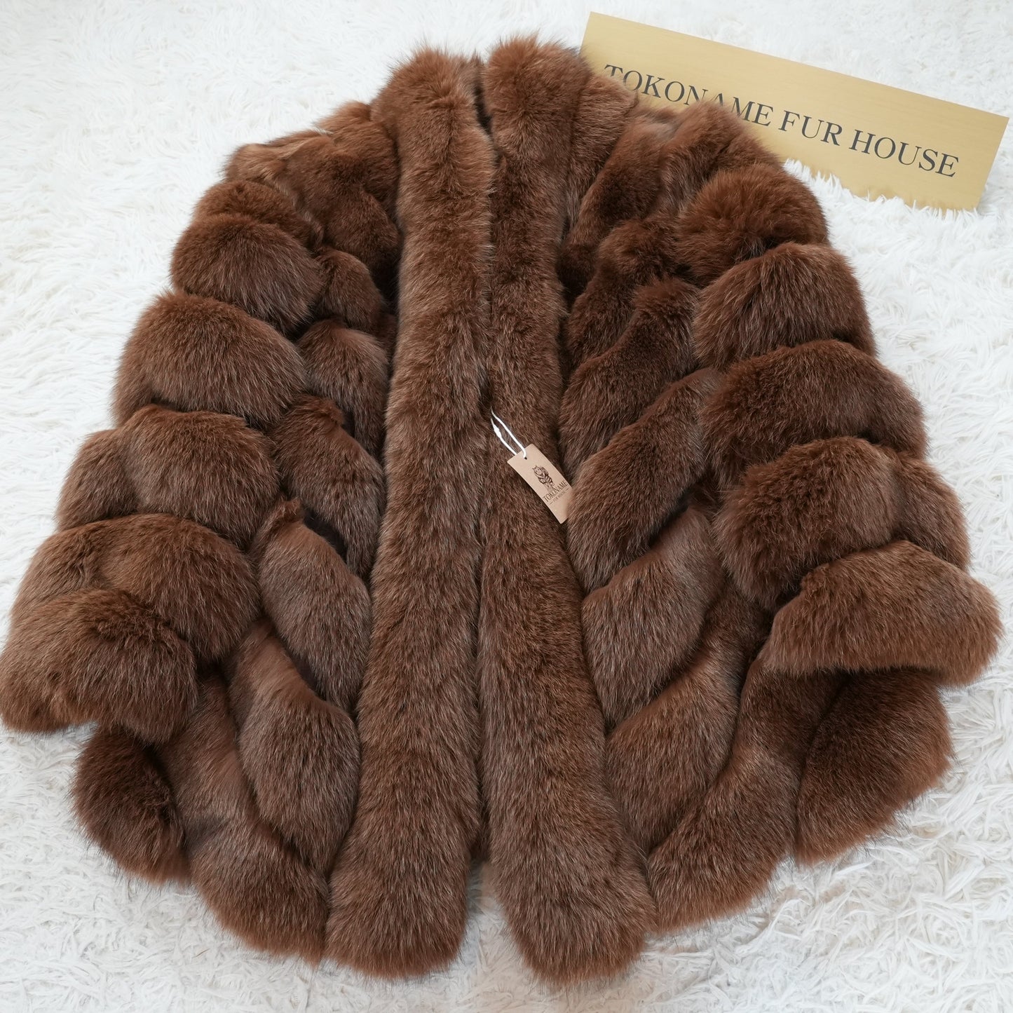Brown Dyed Fox Fur Design Coat - Genuine Vintage Fur From Japan