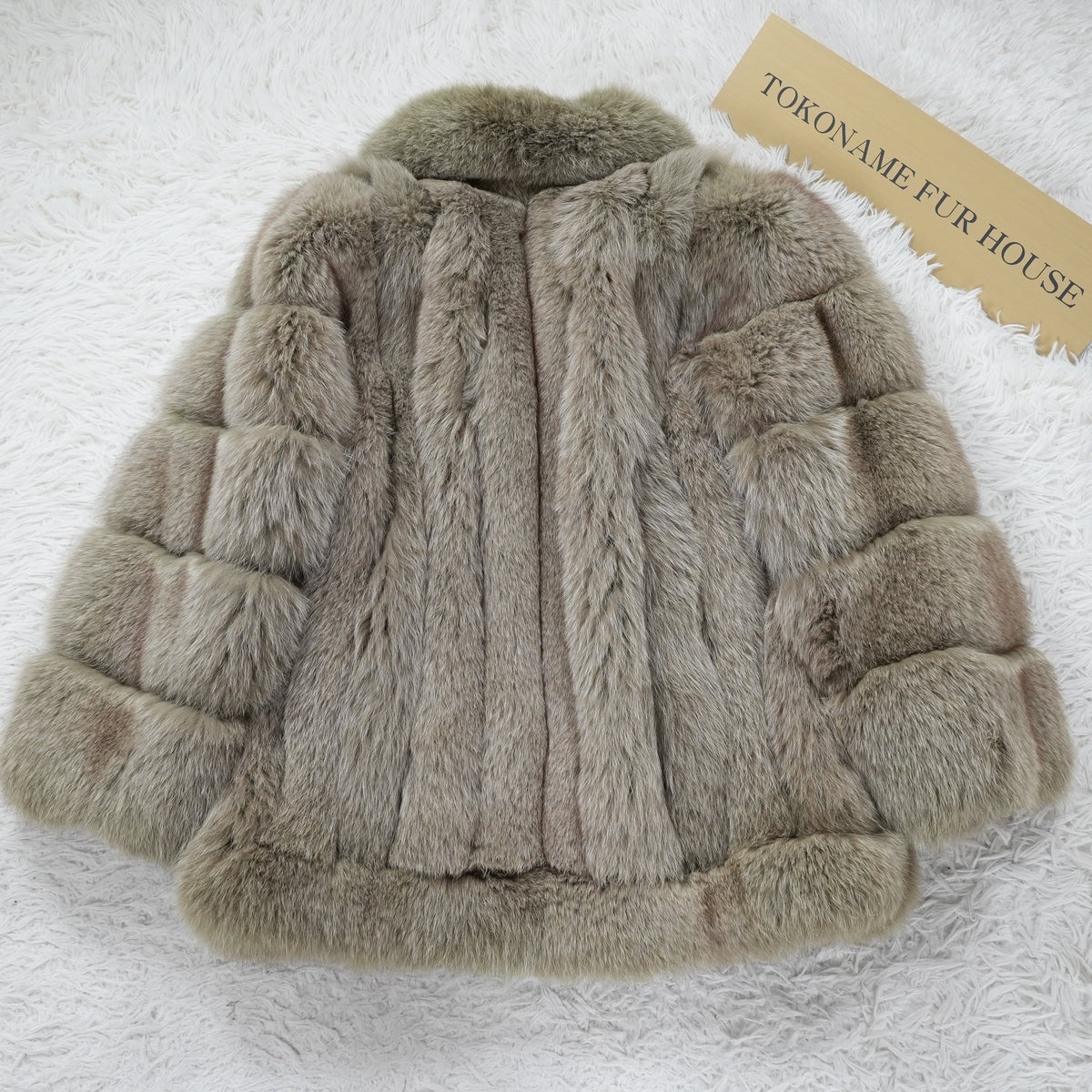 Muted Green Dyed Fox Coat - Genuine Vintage Fur From Japan
