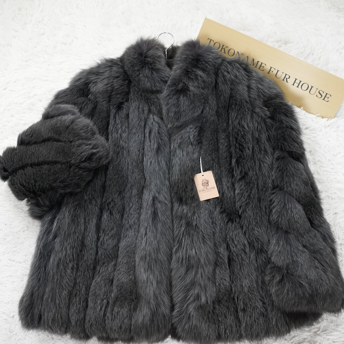 Gray Dyed Fox Fur Coat Moonbat - Genuine Vintage Fur From Japan