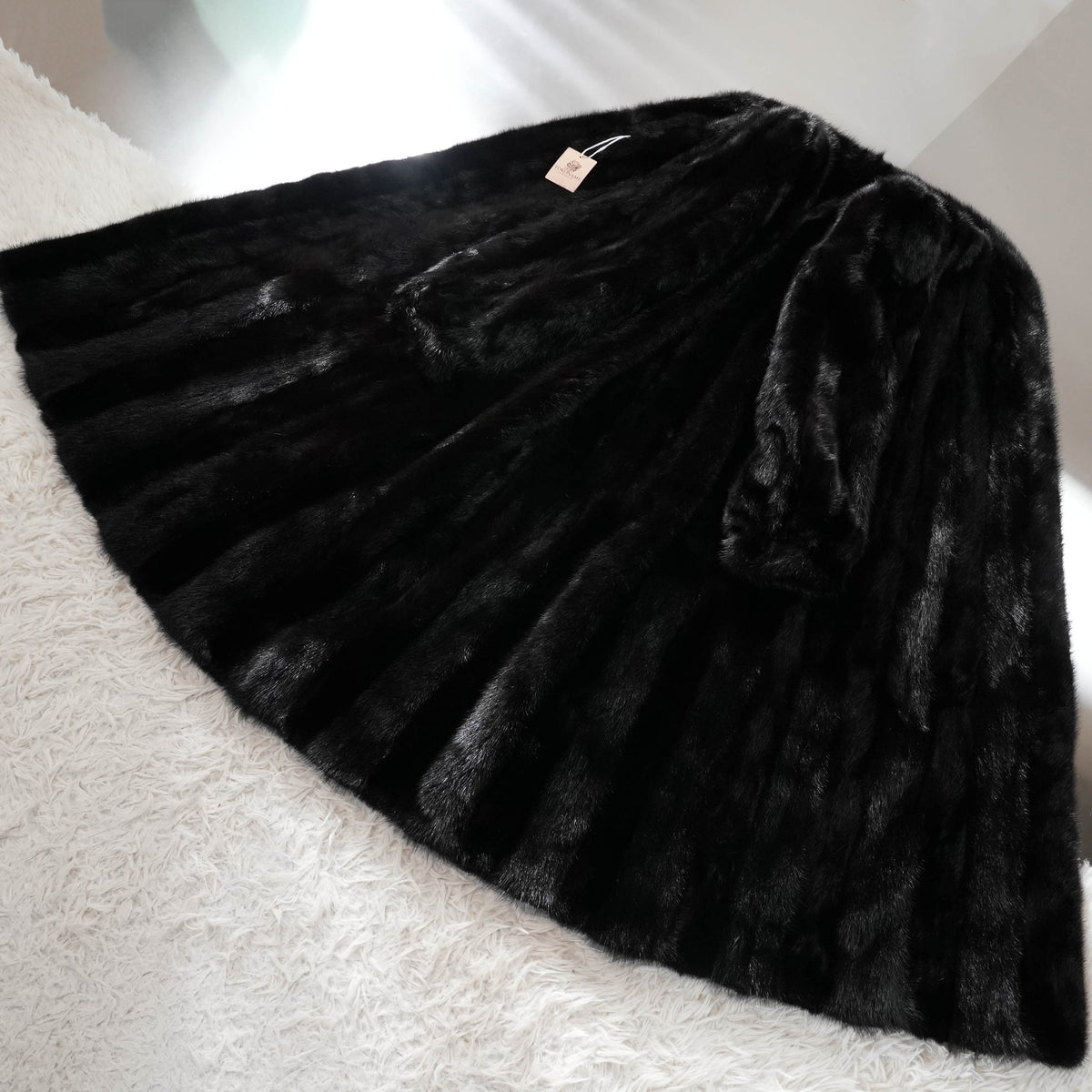 SAGA MINK Fur Long Coat Stripe Design - Genuine Vintage Fur From Japan