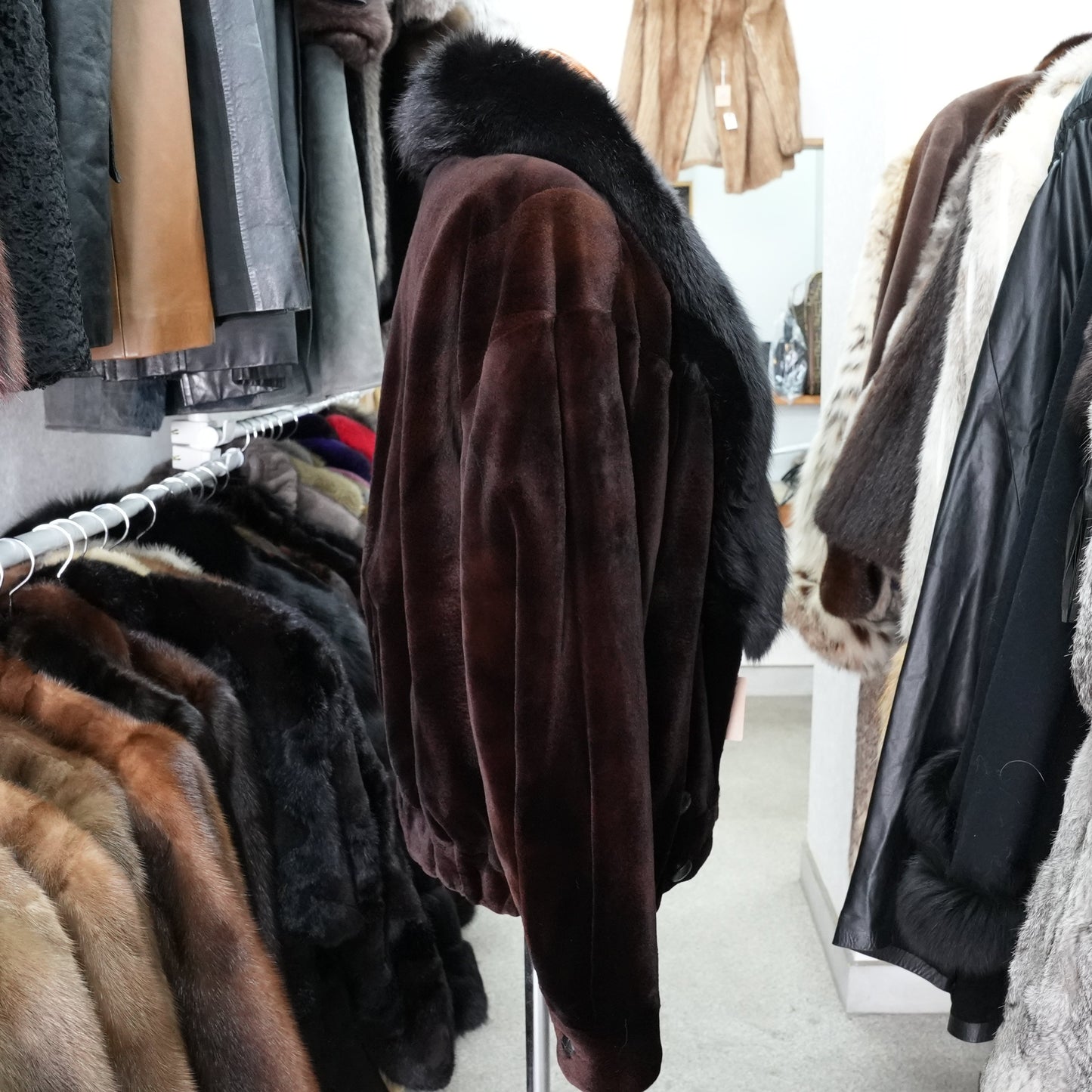 Men Shaved Mink and Fox Fur Trim Jacket - Genuine Vintage Fur From Japan