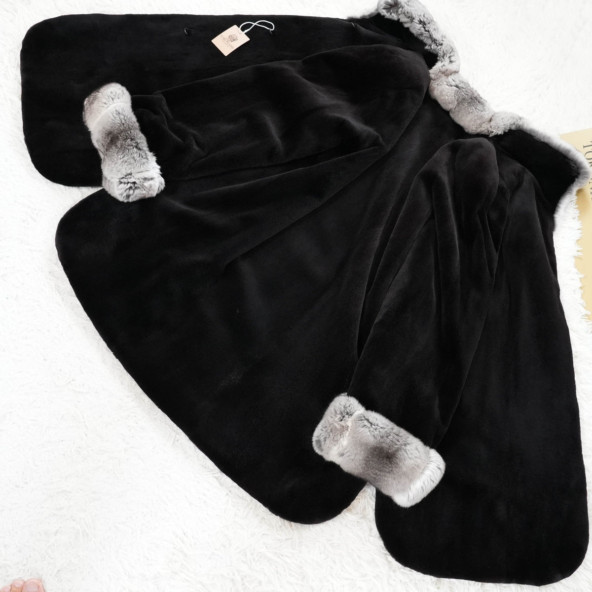 Chinchilla Trim Shaved Mink Fur Coat Yuki Belle Femme - Genuine Vintage Fur From Japan
