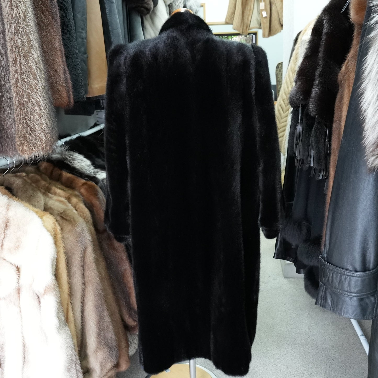 Black Mink Long Coat SAGA MINK - Genuine Vintage Fur From Japan
