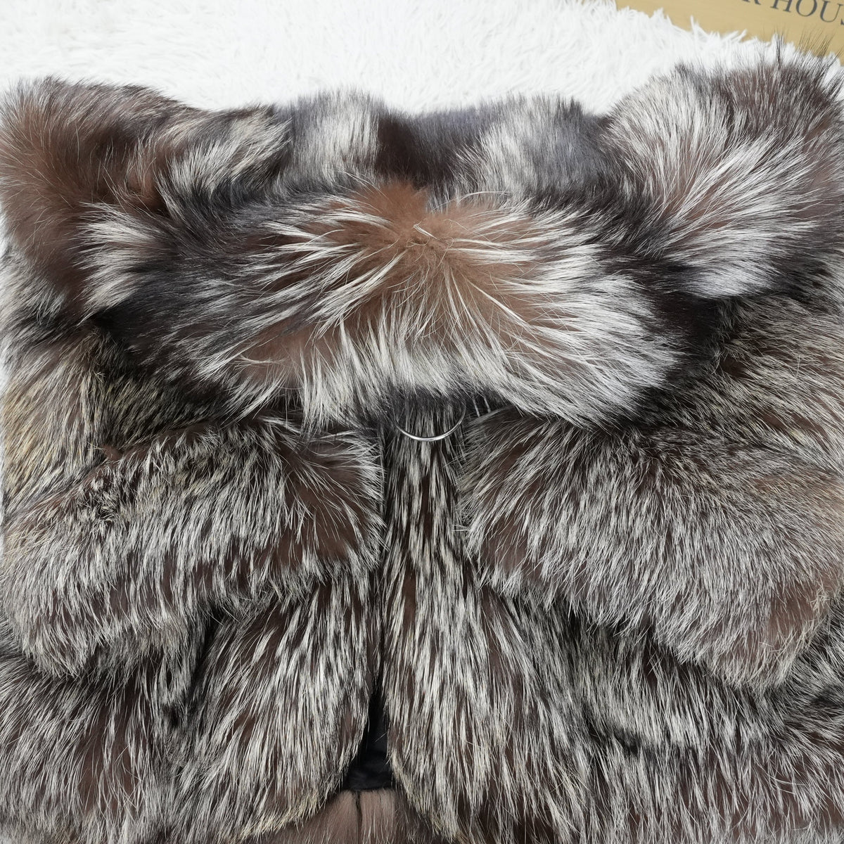 Silver Fox Fur Coat - Genuine Vintage Fur From Japan