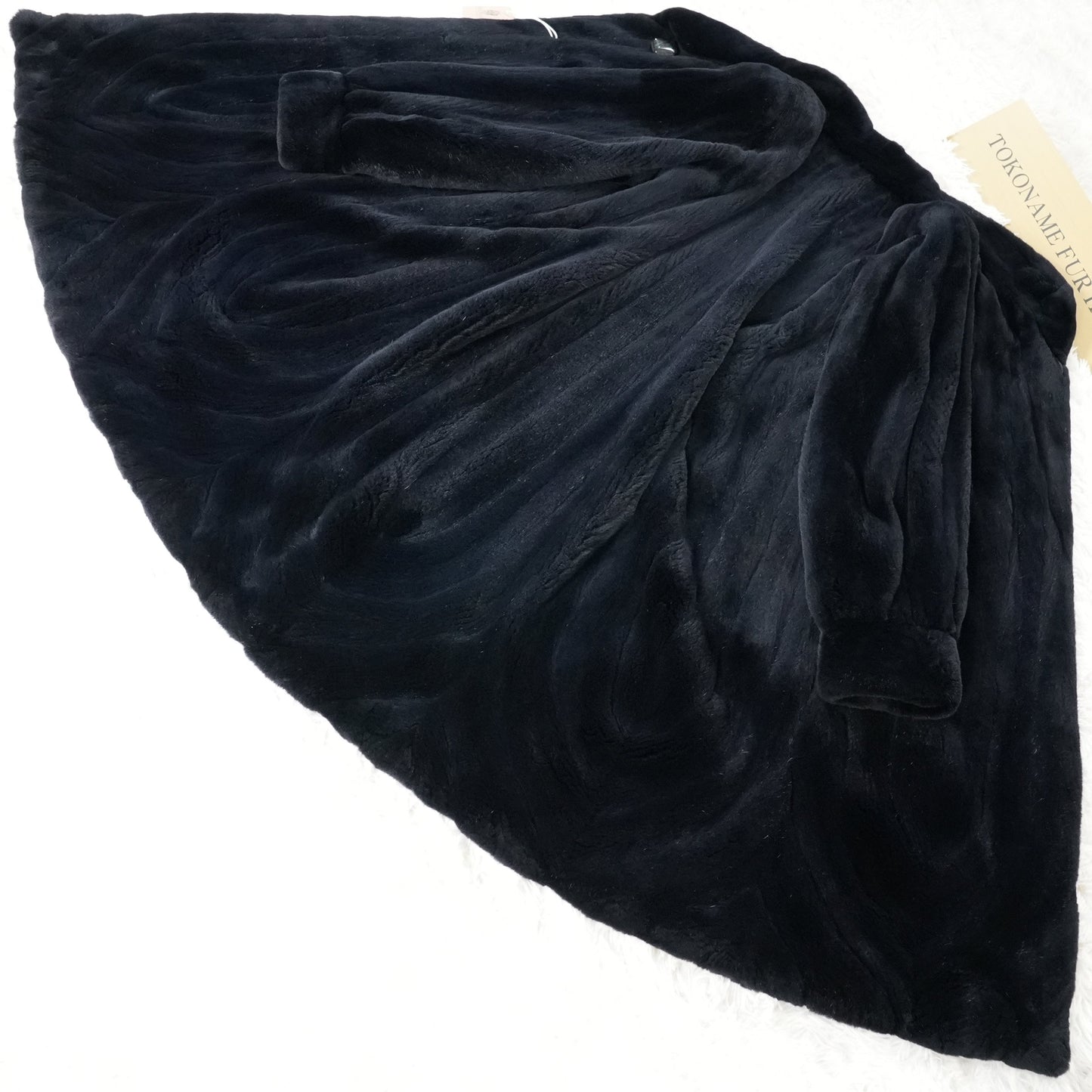 Dark Blue Shaved Mink Hem Pattern SAGA MINK - Genuine Vintage Fur From Japan