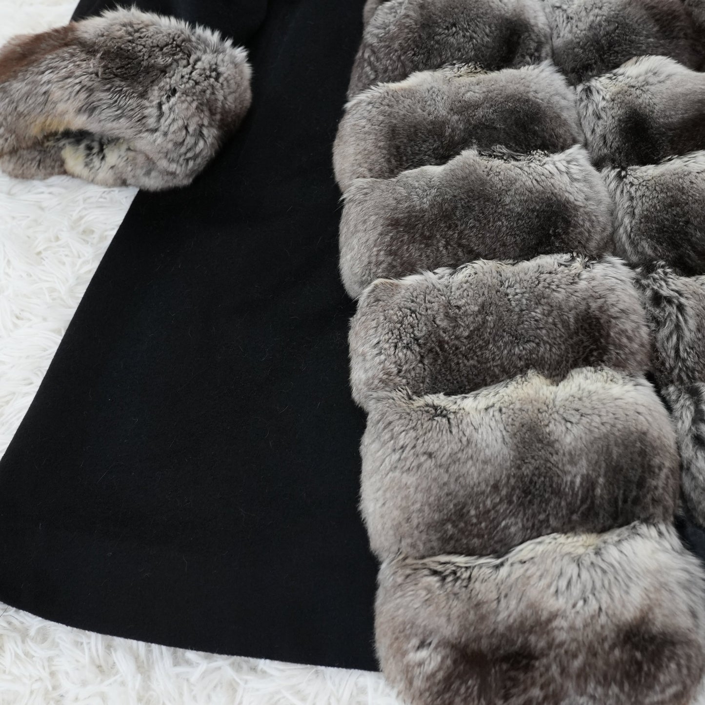 Chinchilla and cashmere Long Coat - EMBA Soft & Fluffy Genuine Vintage Fur Japan