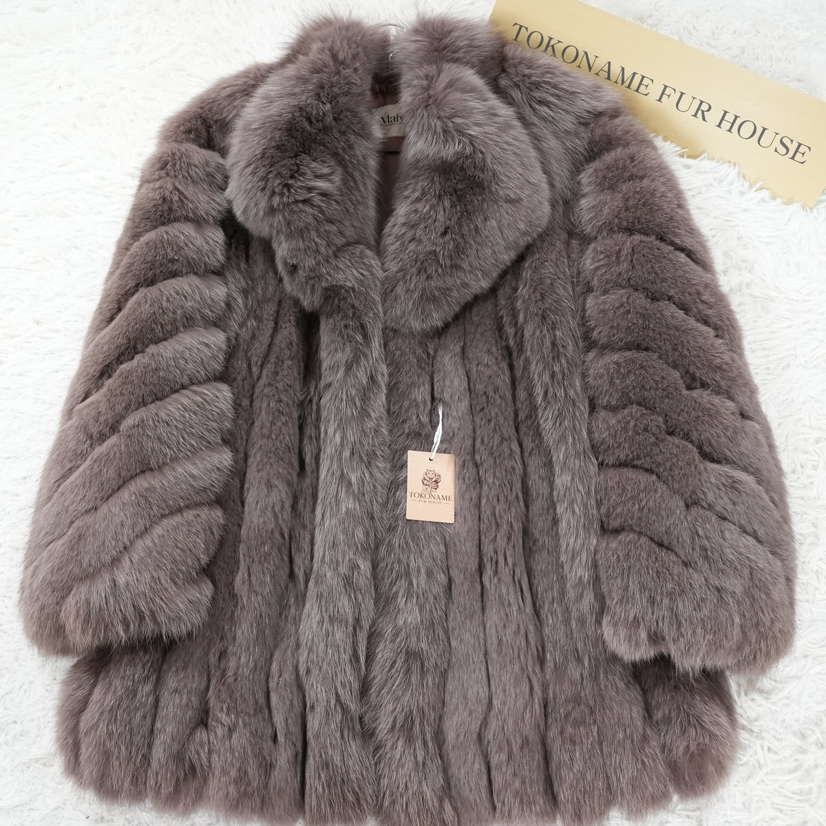 Smoky Brown Dyed Fox Fur Coat Malvoisie - Genuine Vintage Fur From Japan