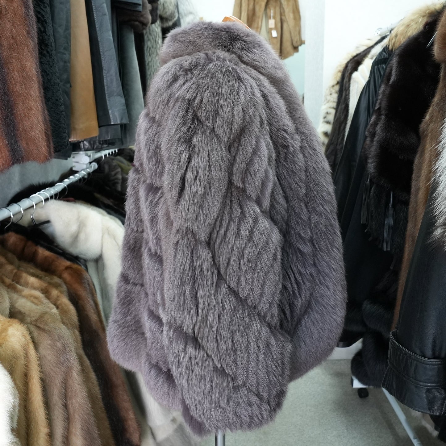 Amethyst Deyd Fox Fur Coat EMBA - Genuine Vintage Fur From Japan