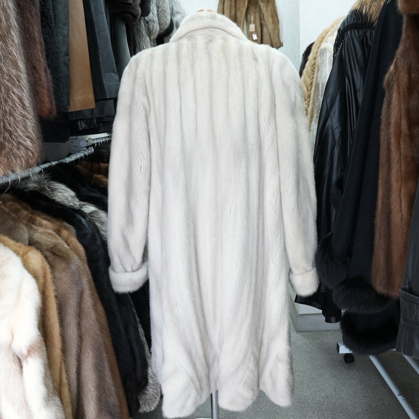 Lavender Mink Coat Patterned Design Roll-up Sleeve - Genuine Vintage Fur From Japan