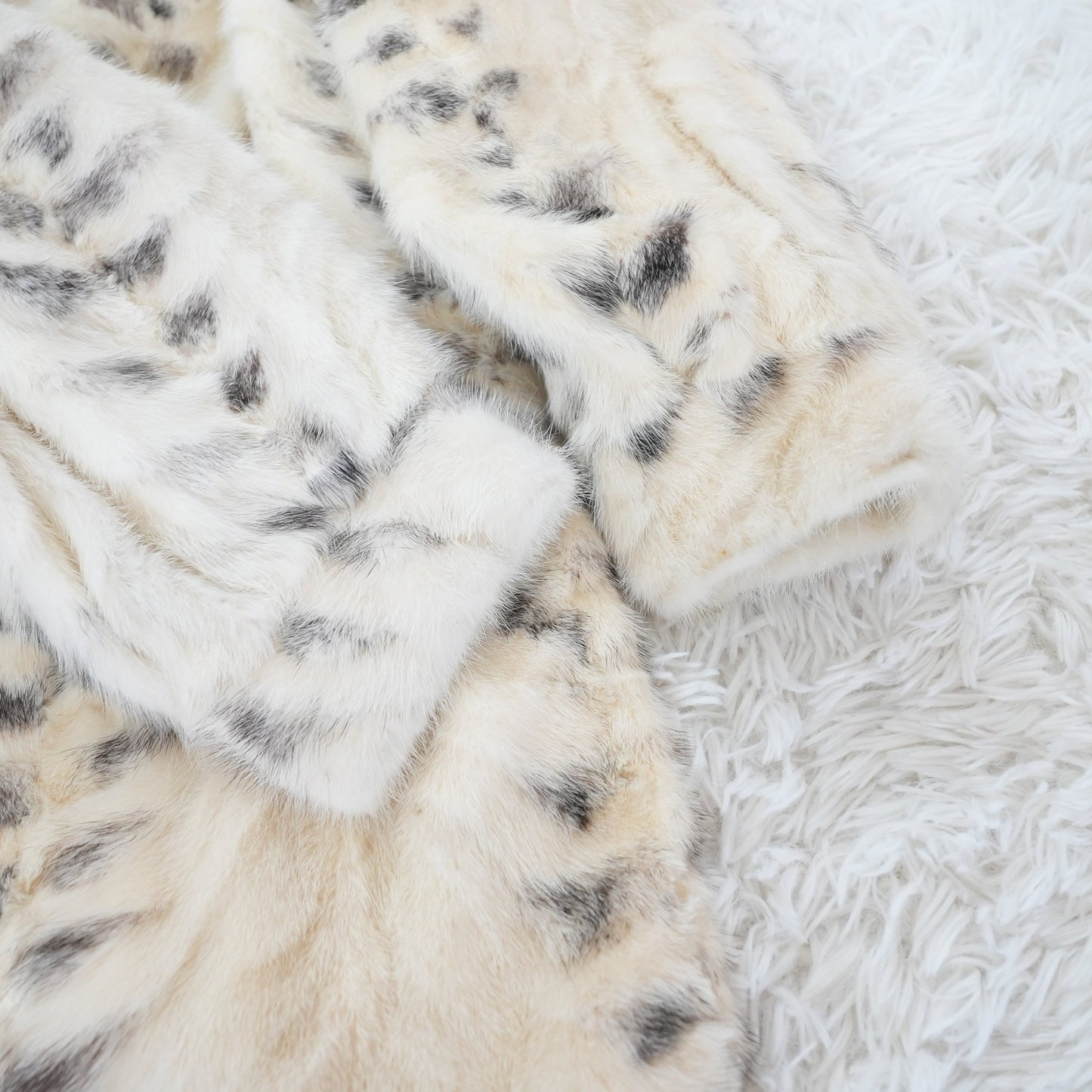 Pearl Mink Lynx Pattern Coat Genuine Vintage Fur Japan