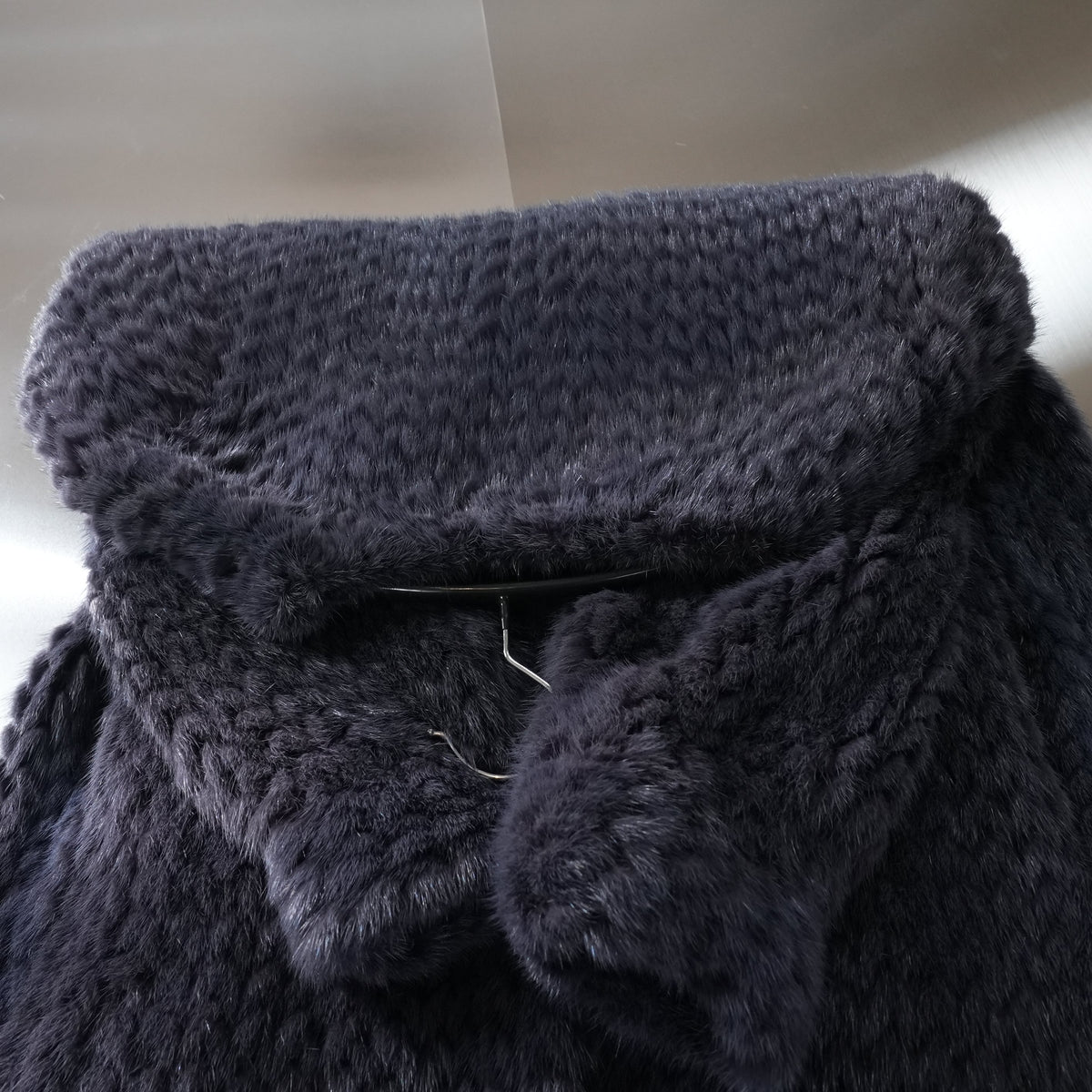 Navy Dyed Yarn Mink Fur Coat - Genuine Vintage Fur From Japan