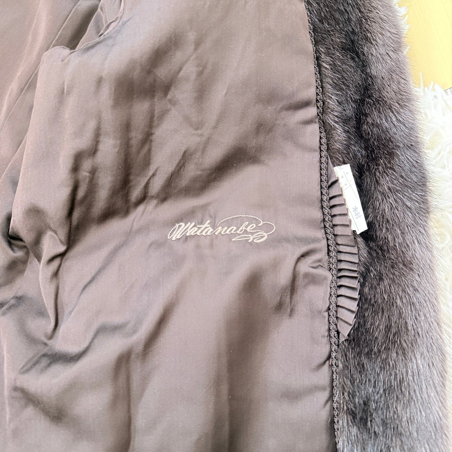 Black Cross Dyed Mink Coat EMBA Genuine Vintage Fur Japan