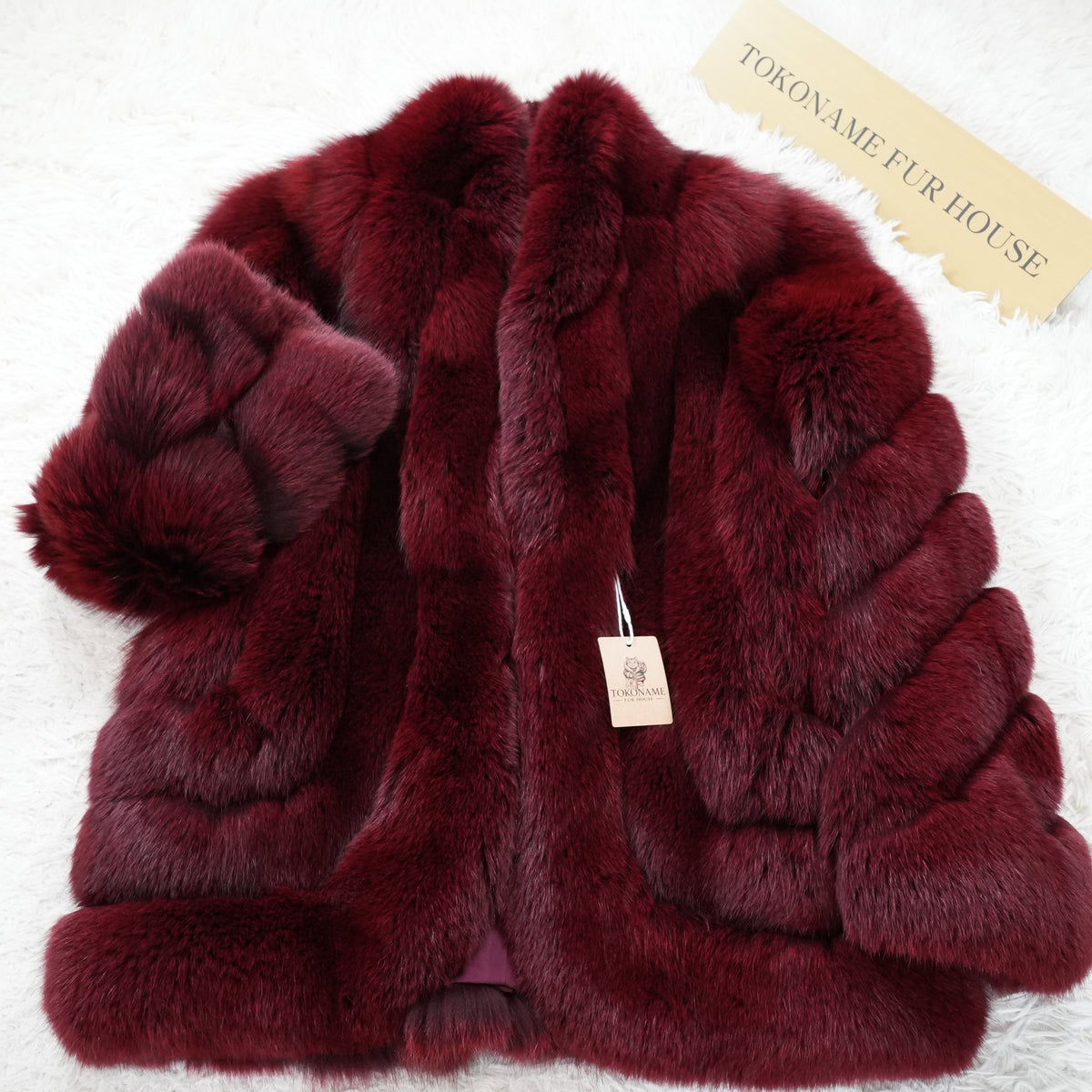 Wine Red Dyed Fox Fur Coat SAGA FOX Soft and Fluffy - Genuine Vintage Fur From Japan