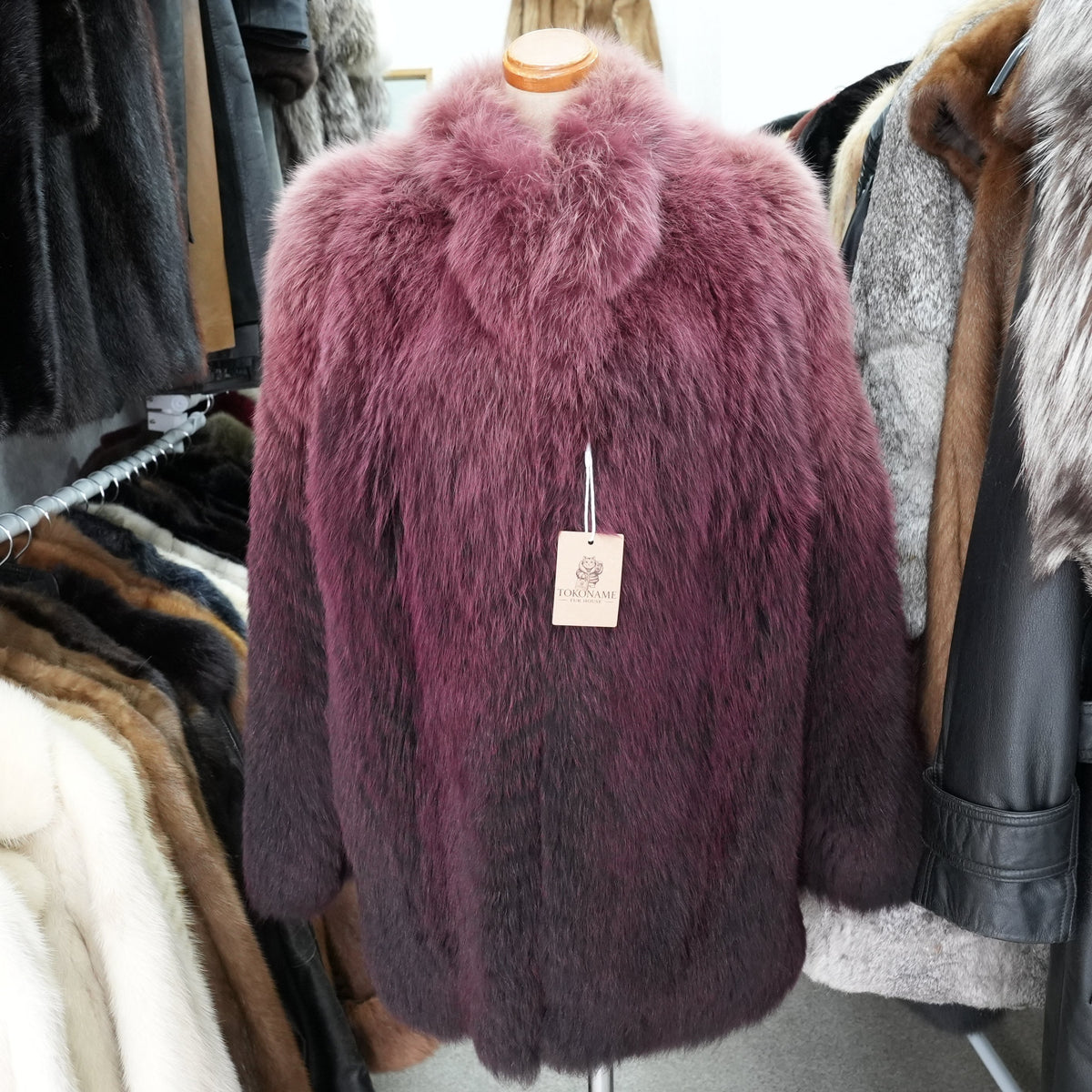 Gradient Dyed Design Fur Coat - Genuine Vintage Fur From Japan