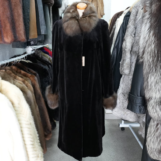 Shaved Mink and Russian Sable Trim Long Coat - Genuine Vintage Fur From Japan