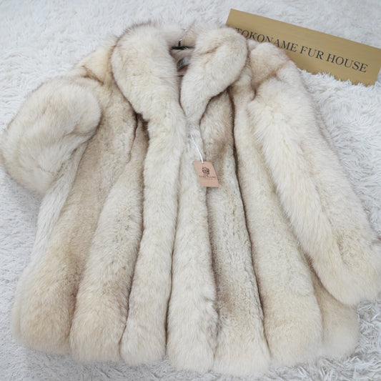 Blue Fox Fur Coat Soft and Fluffy jindo - Genuine Vintage Fur From Japan