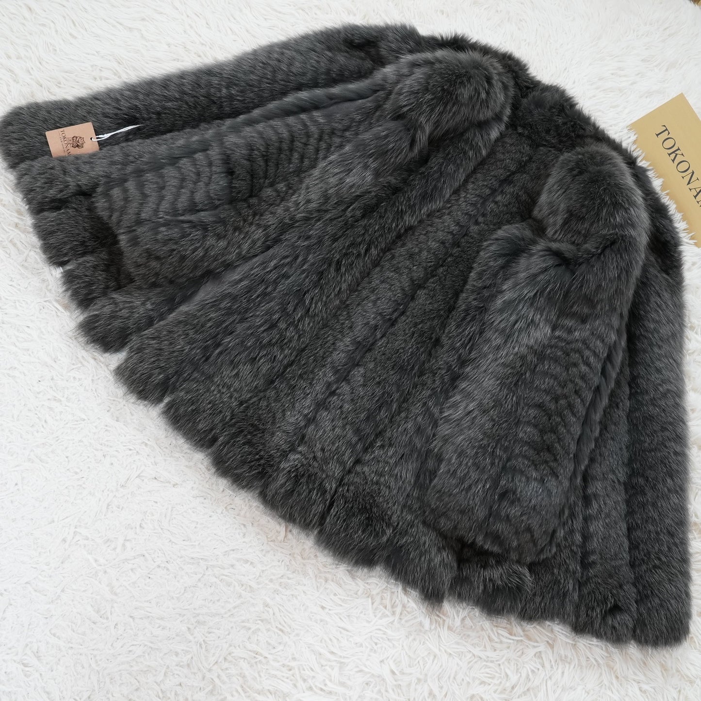 Gray Dyed Fox Fur Coat nakamur fur - Genuine Vintage Fur From Japan