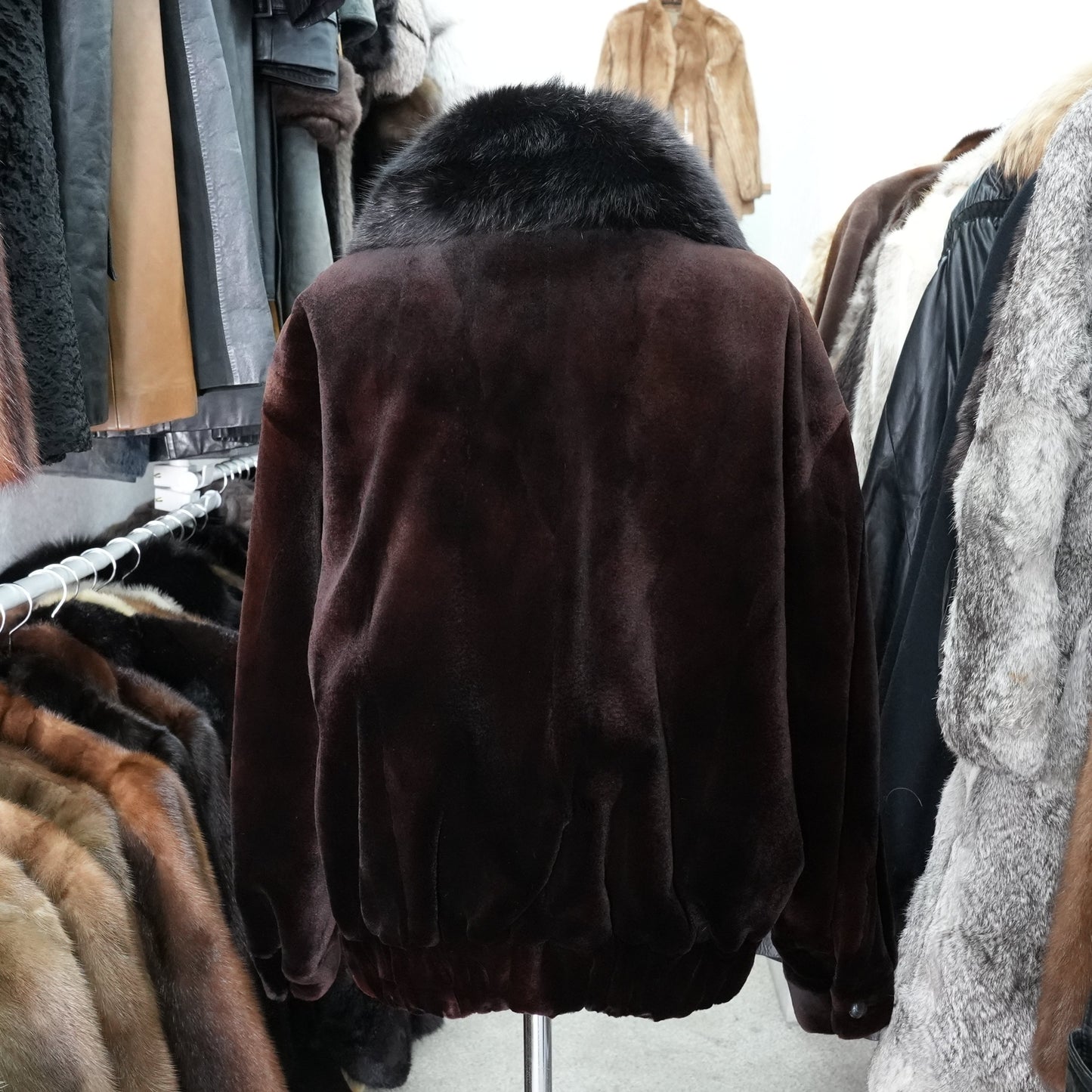 Men Shaved Mink and Fox Fur Trim Jacket - Genuine Vintage Fur From Japan