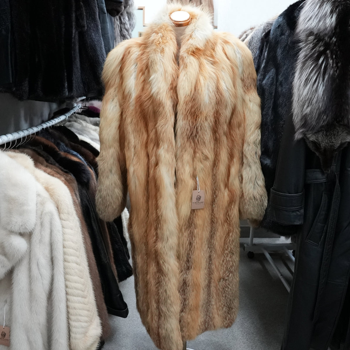 Red Fox Fur Long Coat L fur - Genuine Vintage Fur From Japan