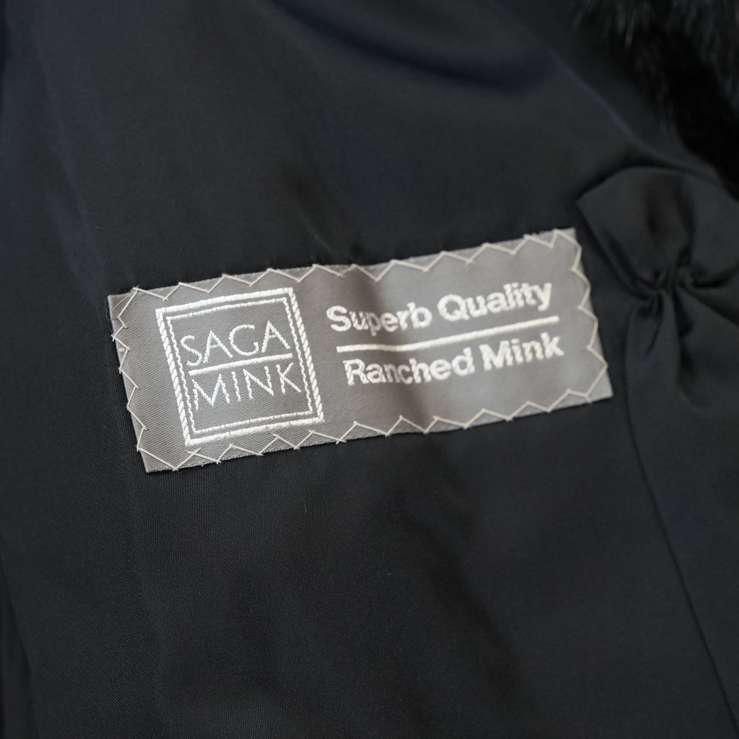Black Mink Coat - SAGA MINK Soft and Glossy Genuine Vintage Fur Japan