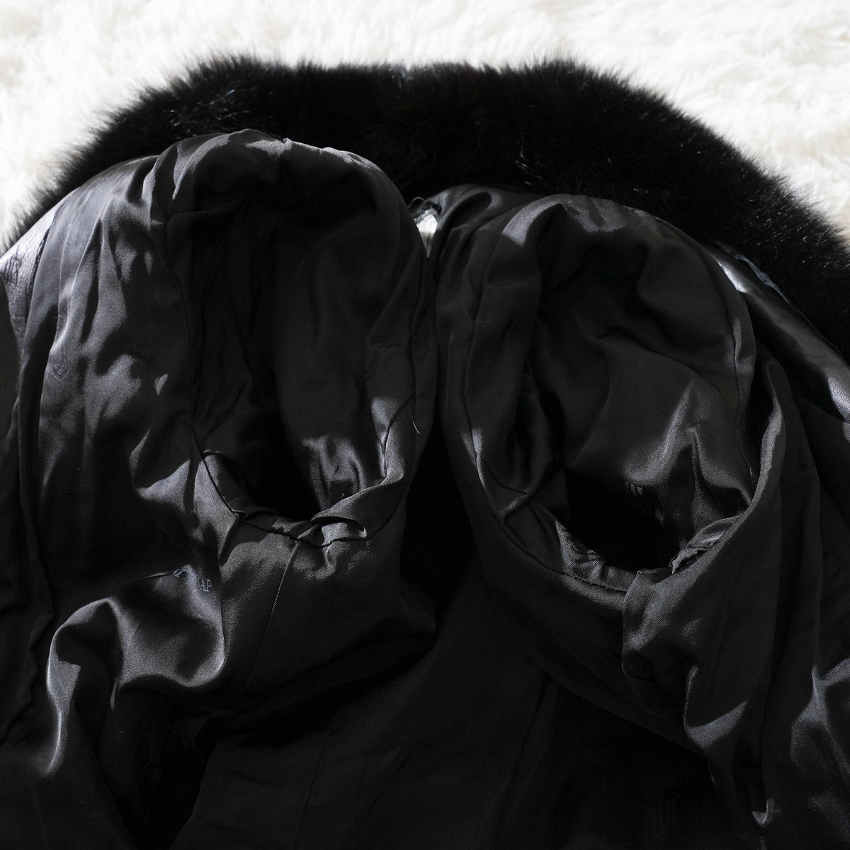 Y2K Fox Fur Trim Leather Long Coat - Genuine Vintage Leather From Japan