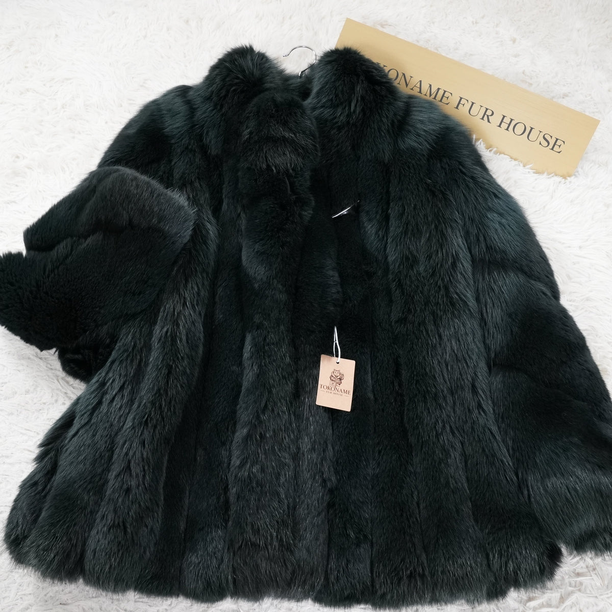 Dark Green Dyed Fox Fur Coat Soft and Fluffy Malvoisie - Genuine Vintage Fur From Japan