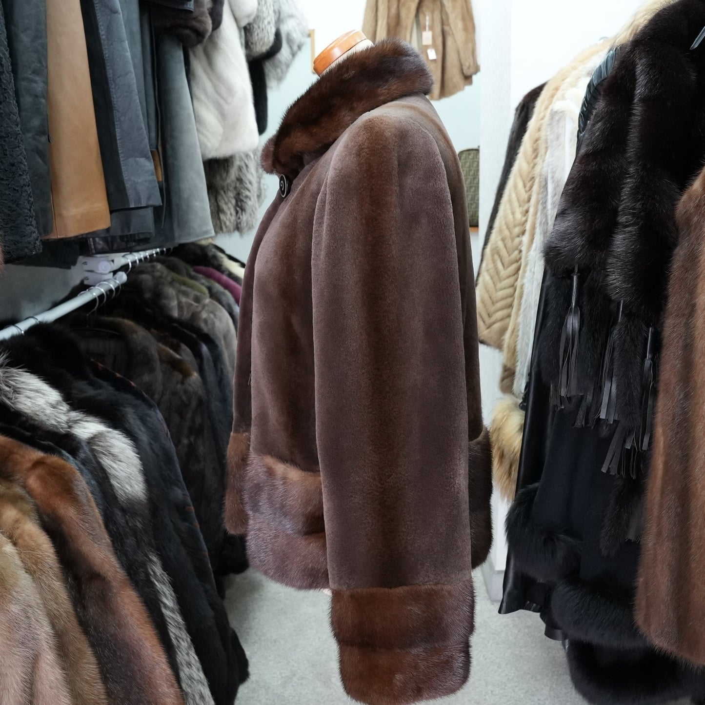 Shaved Mink and Mink Fur Trim Jacket GRES PARIS SAGAMINK - Genuine Vintage Fur From Japan