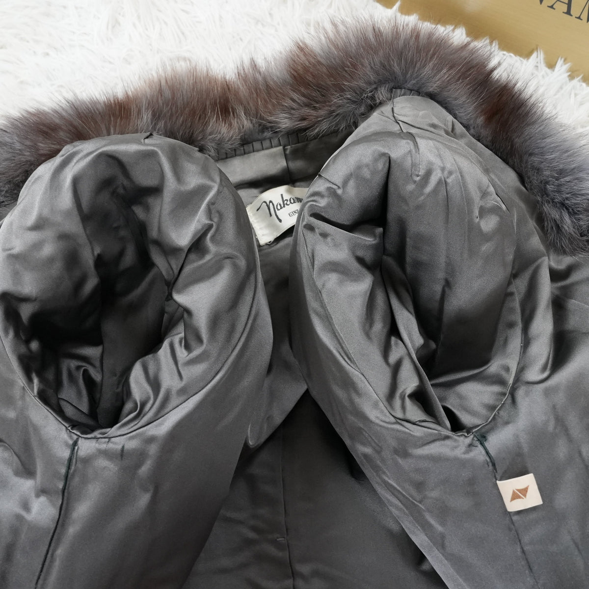 Blue ash Dyed Fox Coat Soft and Fluffy - Genuine Vintage Fur From Japan