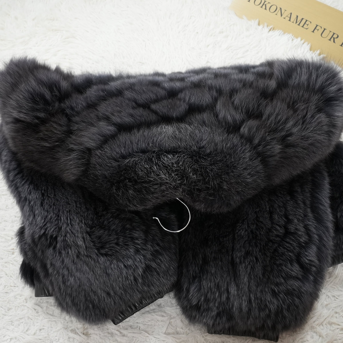 Amethyst Dyed Fox and Leather Design Coat SAGA FOX - Genuine Vintage Fur From Japan
