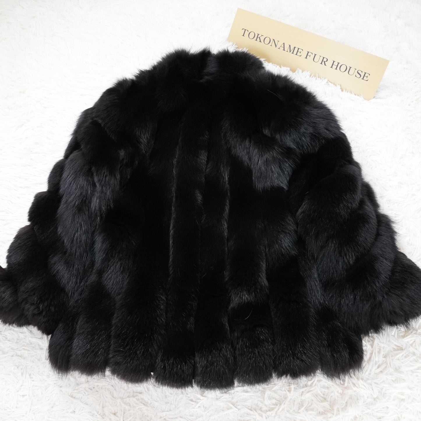 ROYAL SAGA FOX Black dyed Fur Coat - Genuine Vintage Fur From Japan
