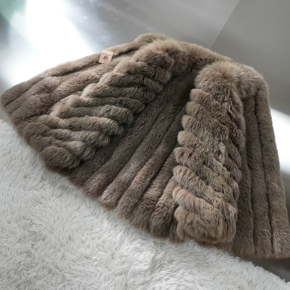 Khaki Brown Dyed Fox Fur Coat - Genuine Vintage Fur From Japan