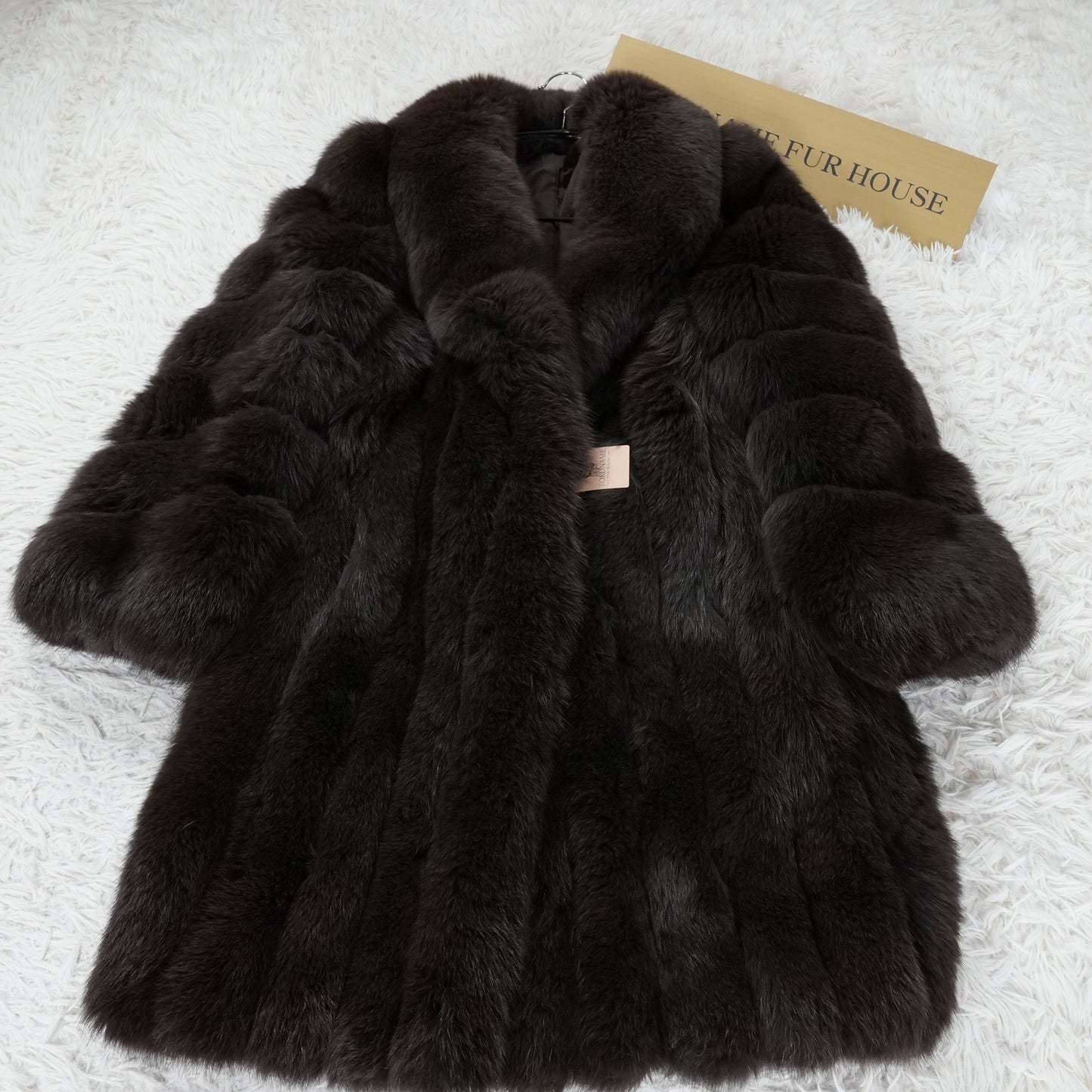 Brown Dyed Fox Fur Semi-Long Coat - Genuine Vintage Fur From Japan