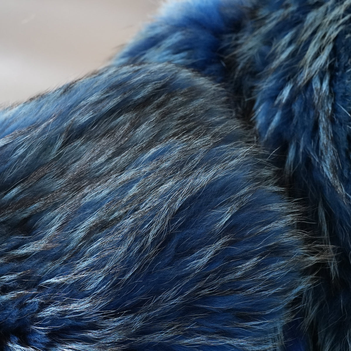 Blue Dyed Fox Fur semi Long Coat smooth - Genuine Vintage Fur From Japan