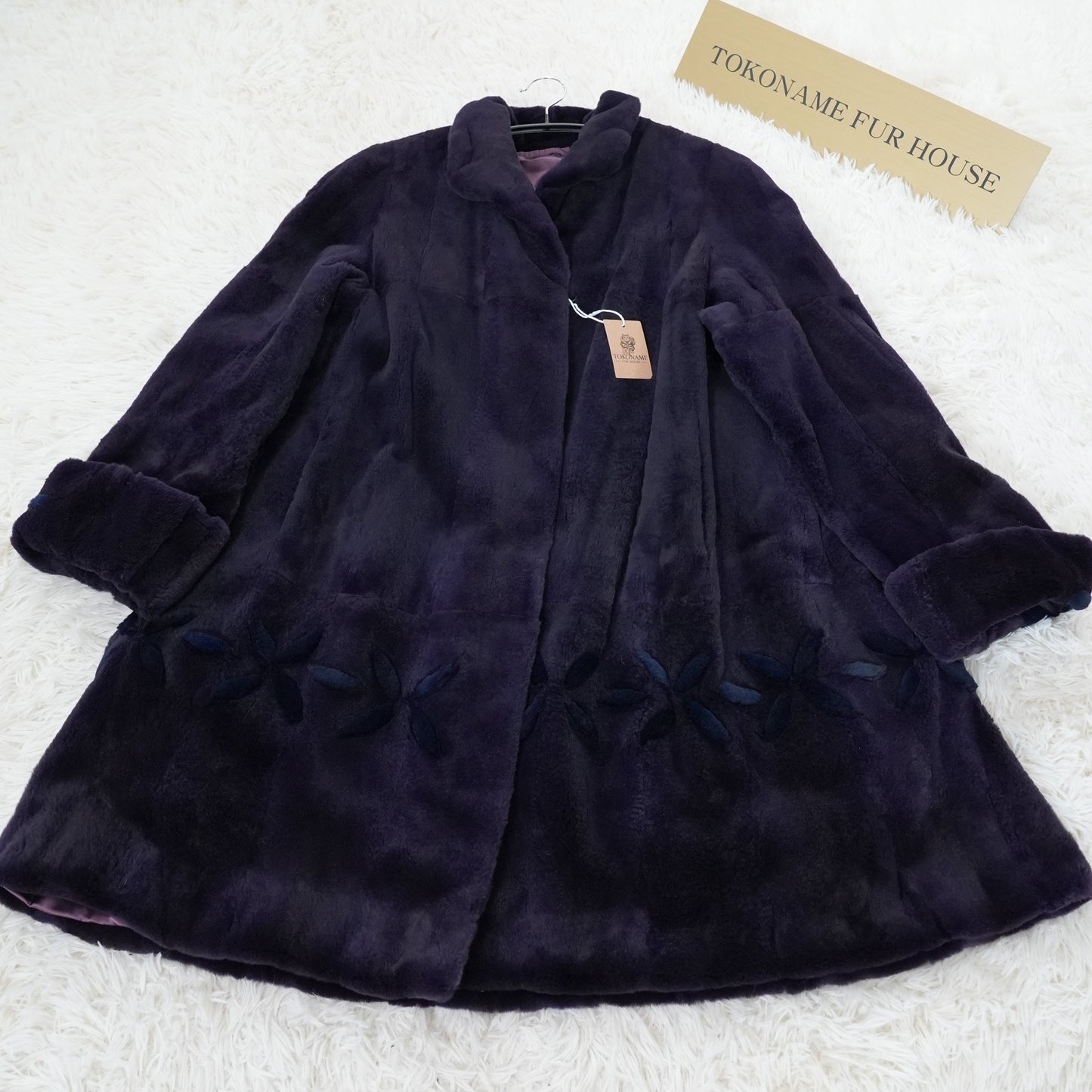 Shaved Mink Purple Dyed Roll Up Sleeve Genuine Vintage Fur Japan