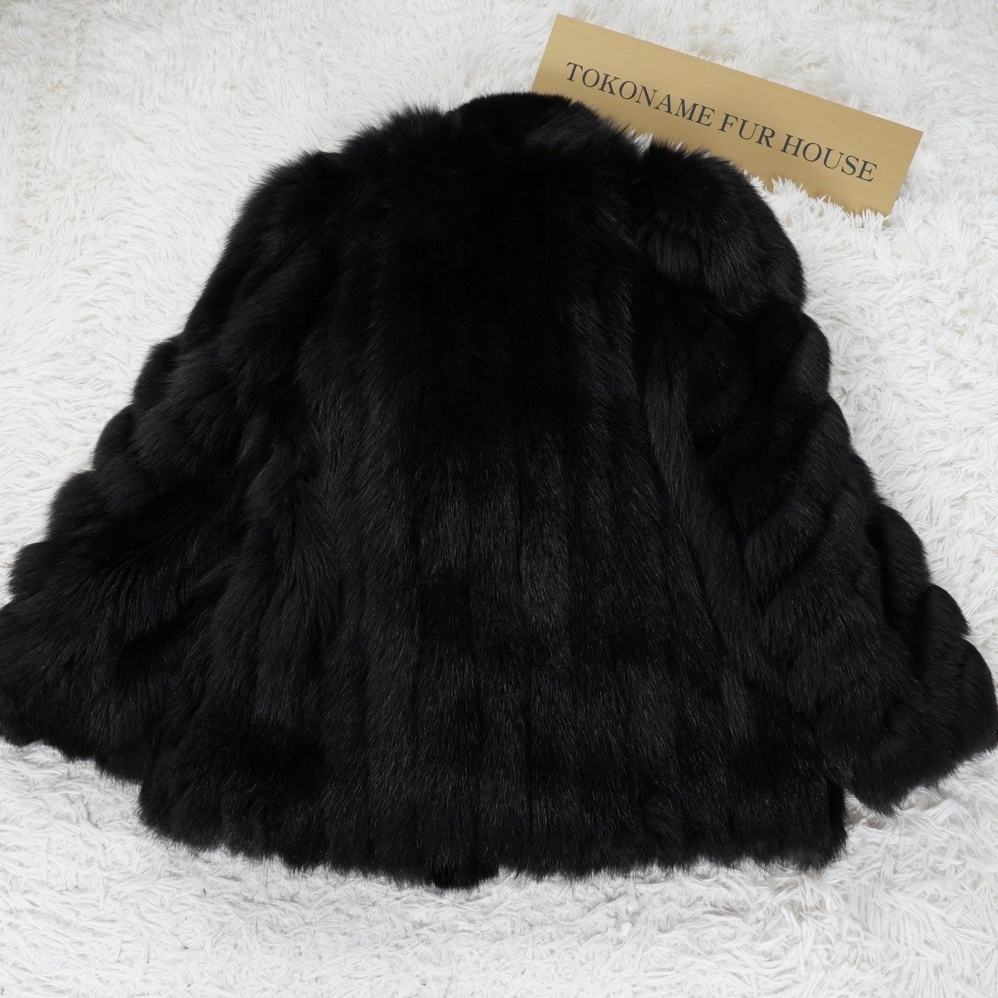 Black Dyed Fox Fur Coat ROTINY - Genuine Vintage Fur From Japan