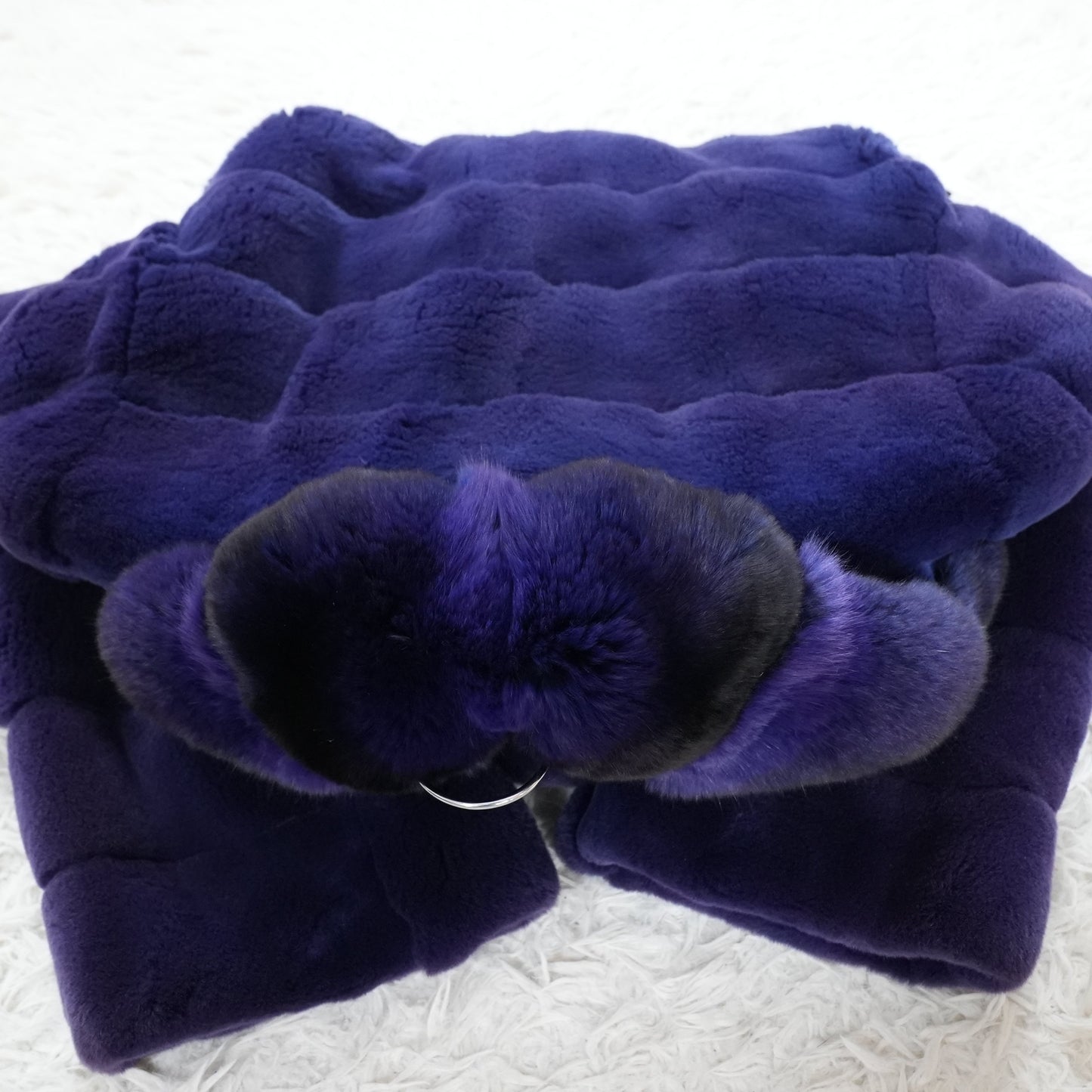 Shaved Mink Chinchilla Trim Fur Jacket Purple Dyed GRES Paris - Genuine Vintage Fur From Japan