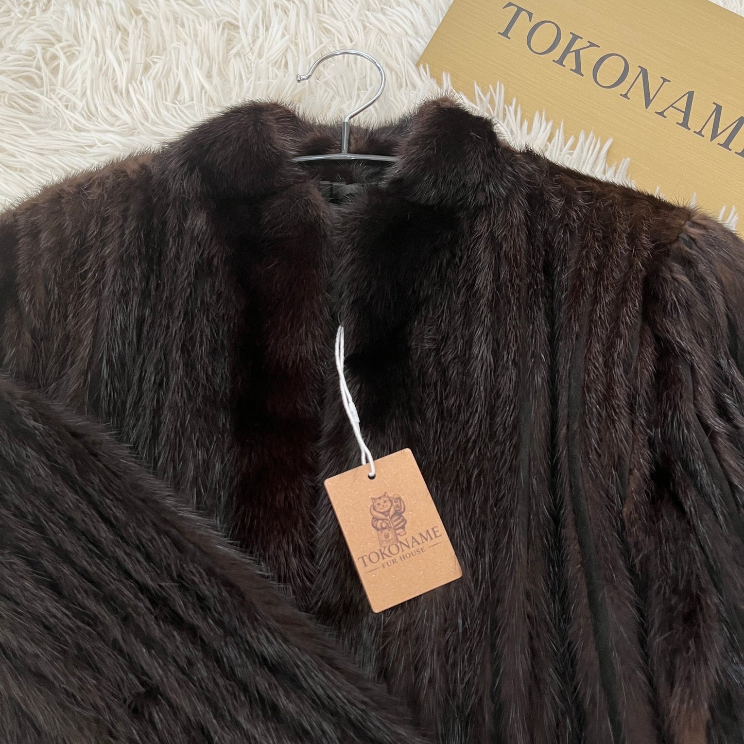 Dark Mink Jacket Stripe Cutting Genuine Vintage Fur Japan