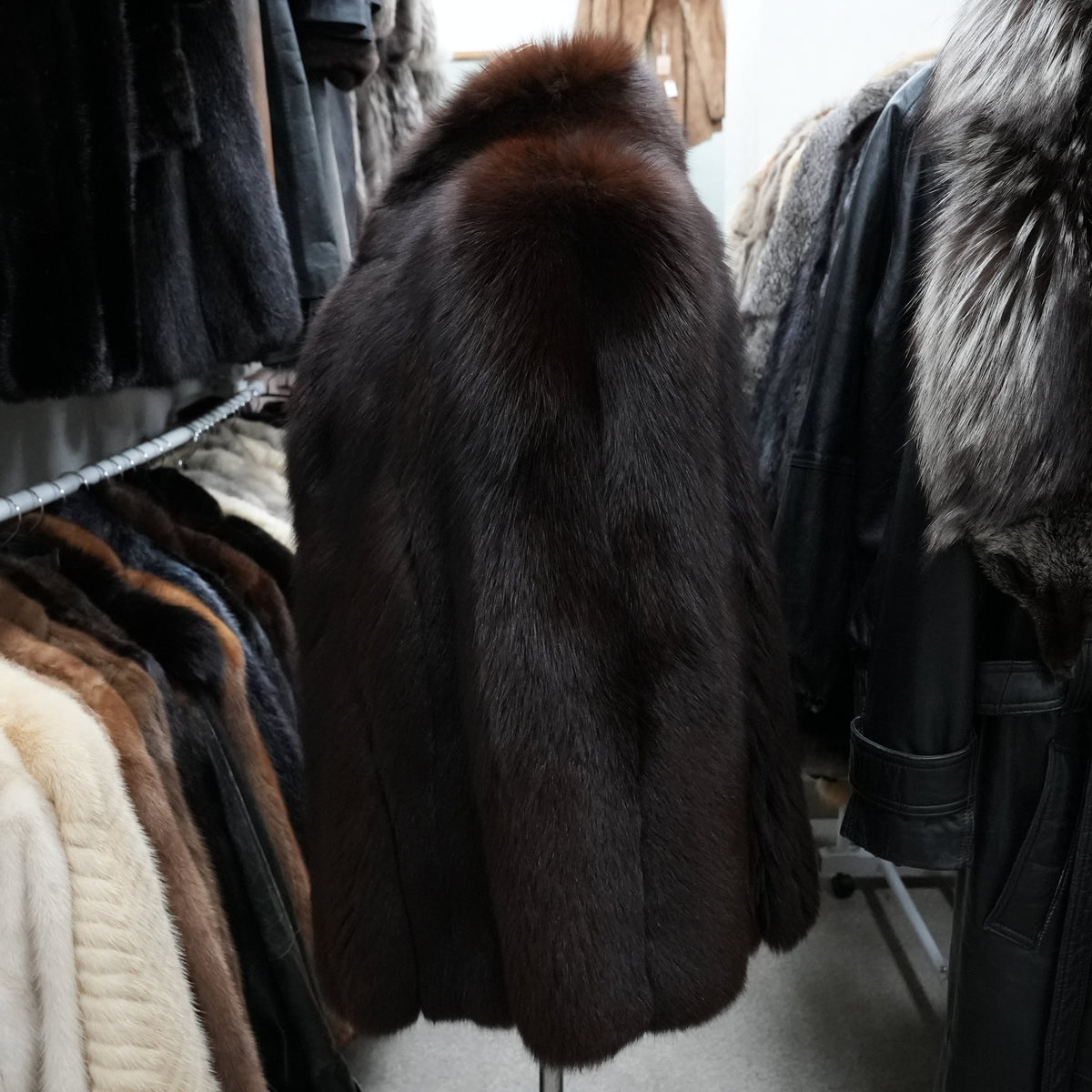 Dark Brown Dyed Fox Fur Coat Soft and Fluffy - Genuine Vintage Fur From Japan