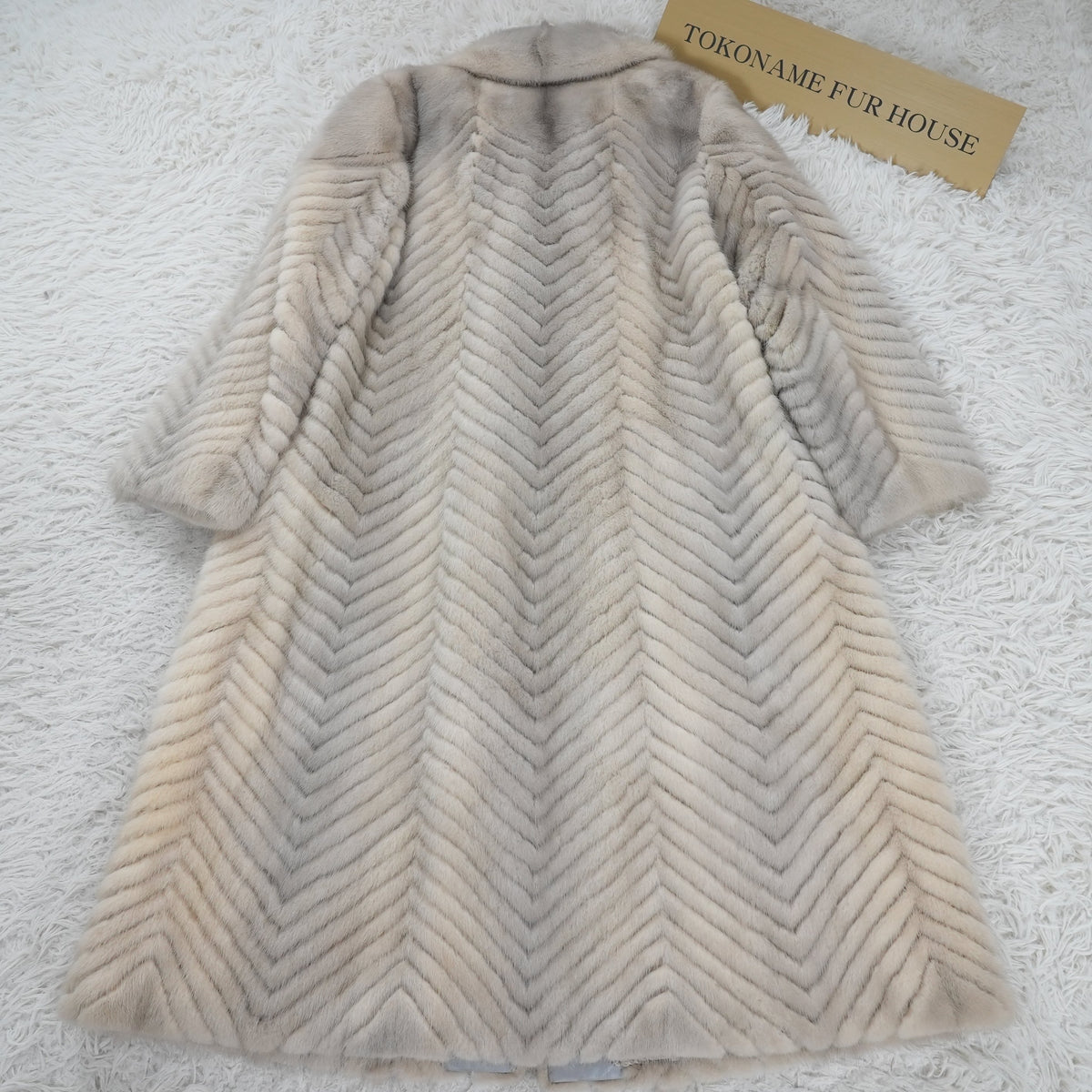 Sapphire mink Long Coat chevron - Genuine Vintage Fur From Japan