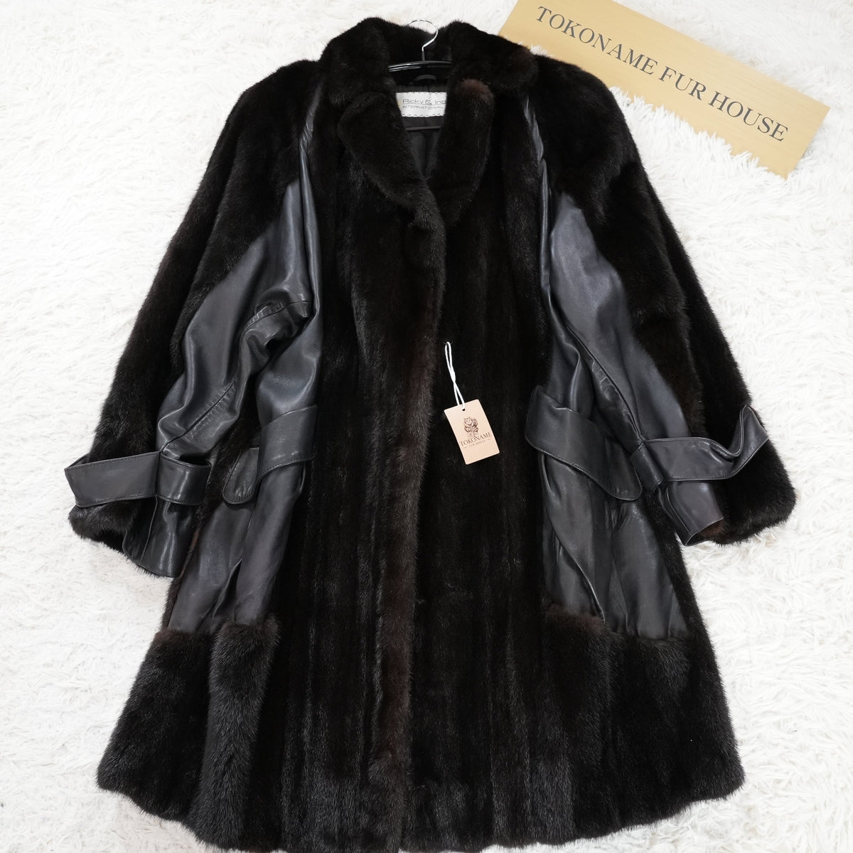 Dark Mink Fur and Leather Panel Coat- Genuine Vintage Fur From Japan