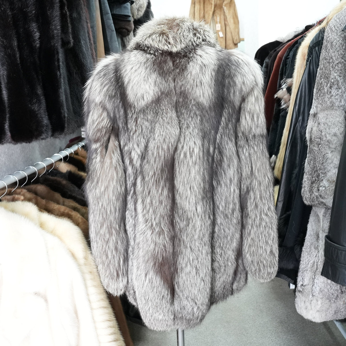 Silver Fox Fur Coat - Genuine Vintage Fur From Japan