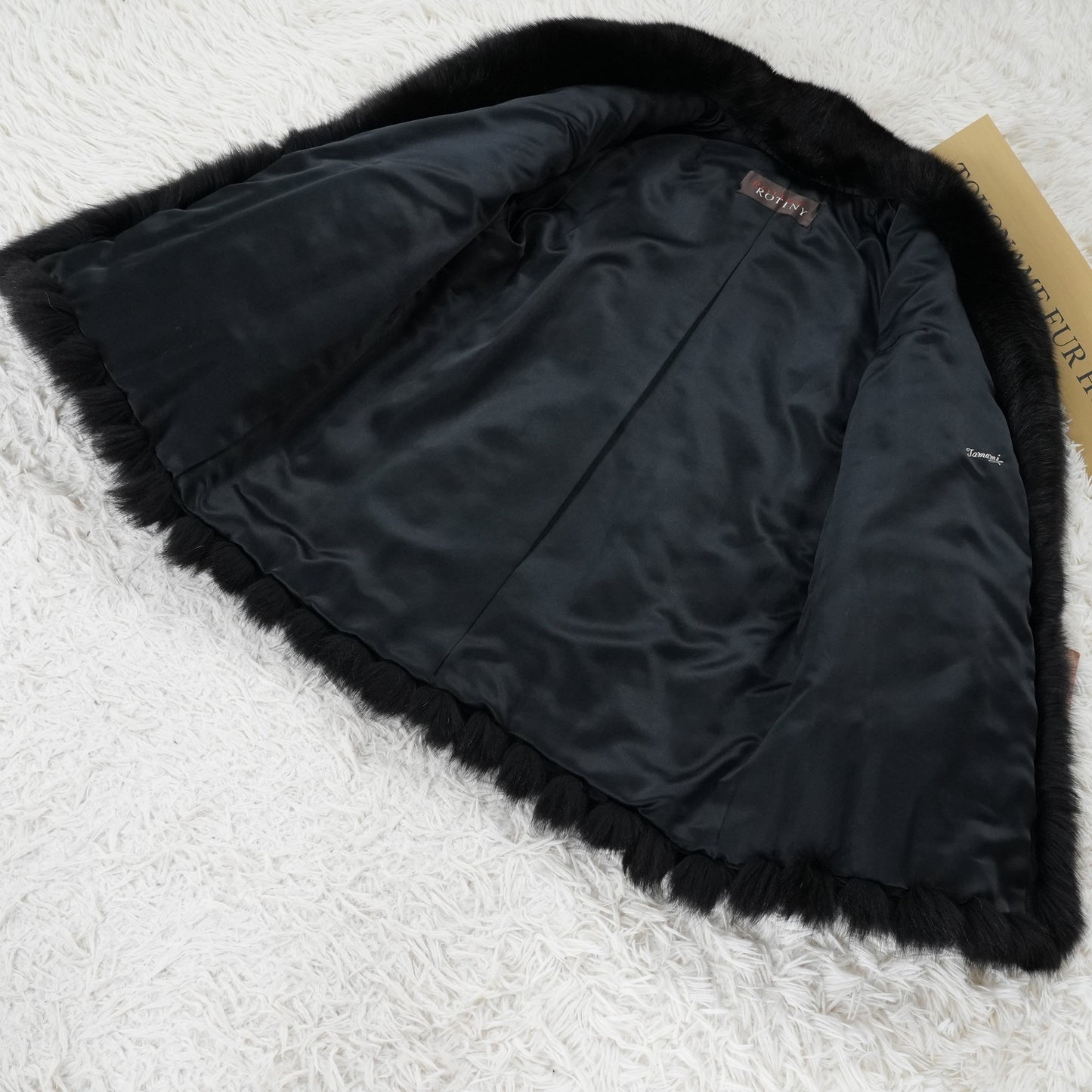 Black Dyed Fox Fur Coat ROTINY - Genuine Vintage Fur From Japan