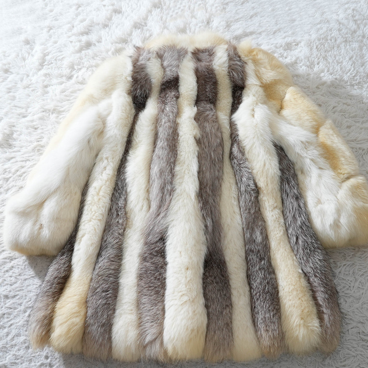 Shadow Fox and Silver Fox Stripe Design Coat Soft and Fluffy SAGA FOX