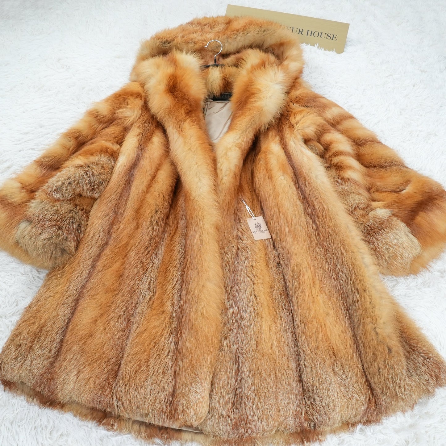 Red Fox Hoodie Long Coat - Genuine Vintage Fur From Japan